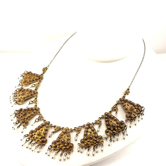 Antique Tribal Necklace Tribal Handmade Old Gilded Silver Necklace Traditional J